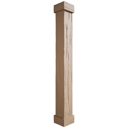 Ekena Millwork River Wood Faux Wood Non-Tapered Square Column Wrap w/ Standard Capital & Base, 10"W x 4'H COLURW10X048STUF